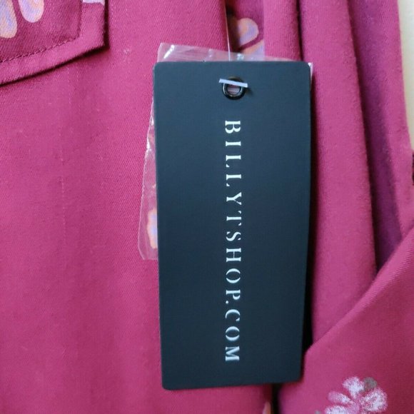 NWT BILLY T Tunic Top Lyocell Raspberry Floral Long Sleeves M - Picture 6 of 8